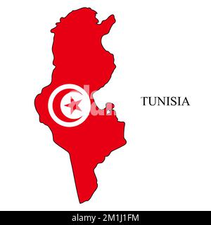 Darstellung des Kartenvektors Tunesien. Weltwirtschaft. Berühmtes Land. Nordafrika. Afrika. Stock Vektor
