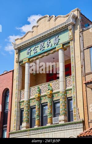 Fassade asiatischer Architektur in Chinatown von Chicago Stockfoto