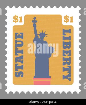Amerikanische Freiheitsstatue, Poststempel mit Preis Stock Vektor