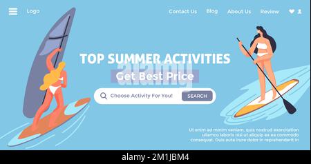 Top-Sommeraktivitäten bekommen den besten Preis, Webseite Stock Vektor