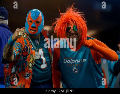 Inglewood, Kalifornien, USA. 11.. Dezember 2022. Miami Dolphins-Fans während des NFL-Fußballspiels gegen die Los Angeles Chargers in Inglewood, Kalifornien. Obligatorischer Bildnachweis : Charles Baus/CSM/Alamy Live News Stockfoto