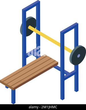 Rufen Sie den isometrischen Vektor des Tischsymbols auf. Workout auf der Straße. Sportpark Stock Vektor