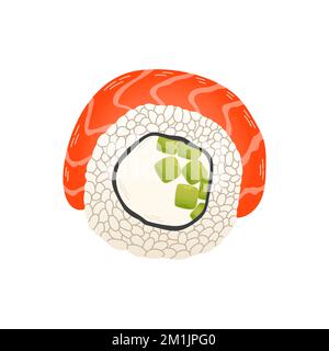 Sushi-Rolle japan asiatisches Food-Vektor-Logo isoliert auf weißem Hintergrund Stock Vektor
