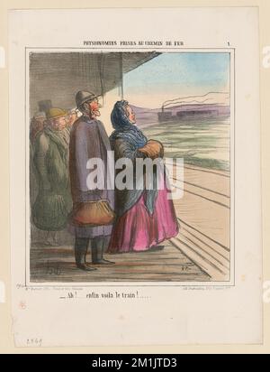 - Nein. Enfin voila le train! Honoré Daumier (1808-1879). Lithografien Stockfoto