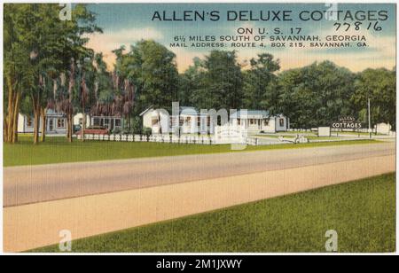 Allen's Deluxe Cottages auf der U. S. 17, 6 1/2 Meilen südlich von Savannah, Georgia , Hütten, Tichnor Brothers Collection, Postkarten der Vereinigten Staaten Stockfoto