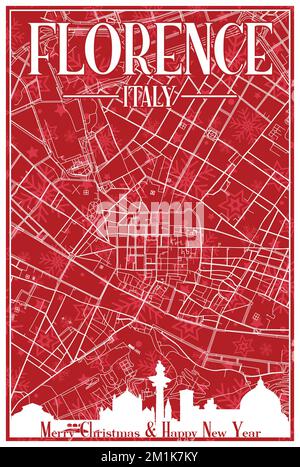 Weihnachtspostkarte aus der Innenstadt VON FLORENZ, ITALIEN Stock Vektor