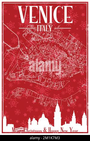 Weihnachtspostkarte aus der Innenstadt VON VENEDIG, ITALIEN Stock Vektor