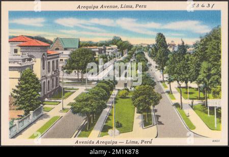 Arequipa Avenue, Lima, Peru - Avenida Arequipa - Lima, Perú , Straßen, Städte & Städte, Tichnor Brothers Collection, Postkarten der Vereinigten Staaten Stockfoto