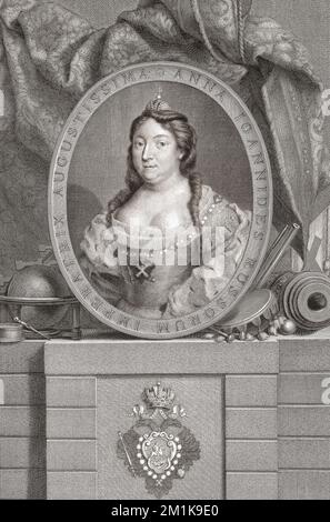 Anna Ioannovna, 1693-1740, buchstabierte auch Anna Iwanowna. Regent des Herzogtums von Courland, 1711 - 1730 und dann Kaiserin von Russland, 1730 - 1740. Nach einem Abdruck von Jacob Houbraken. Stockfoto