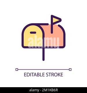 Mailbox Pixel Perfect RGB-Farb-ui-Symbol Stock Vektor