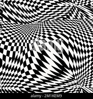 Geometrischer schwarzweißer optischer Täuschungsvektor. Stock Vektor