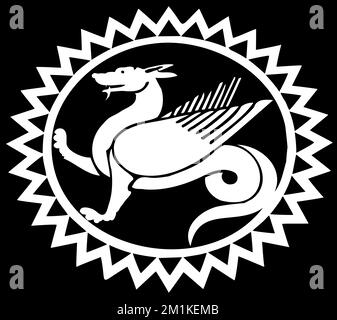 Silhouette eines geflügelten Drachen. Stock Vektor