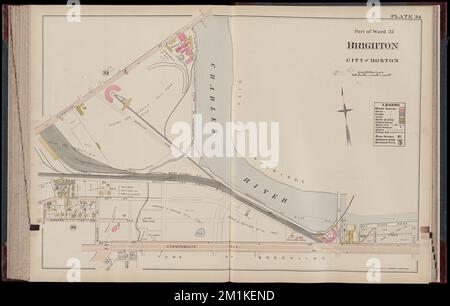 Atlas of Dorchester, West Roxbury und Brighton, Boston : Plate 34 , Real Property, Massachusetts, Boston, Maps, Grundbesitzer, Massachusetts, Boston, Karten, Allston Boston, Mass., Karten Norman B. Leventhal Map Center Collection Stockfoto