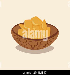 Vektorset der kasachischen Nationalküche, Gerichte. Vector-Baursak-Illustration. Stock Vektor