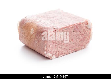 Mittagsfleisch isoliert auf weißem Hintergrund. Stockfoto