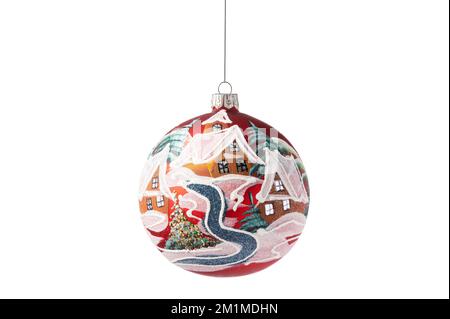 Weihnachtsbaumball isoliert auf weißem Hintergrund. Weihnachtsbaumschmuck. Stockfoto