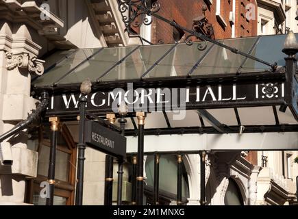 Wigmore Concert Hall, Wigmore Street Marylebone, London, Großbritannien - einer der berühmtesten Konzertsäle Londons, Stockfoto