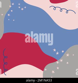 Abstrakter Winter-Bo-Hintergrund, moderne Cover-Farbe Blau und Pink. Farbenfrohes minimalistisches Design. Handgemalte Illustration. Stockfoto