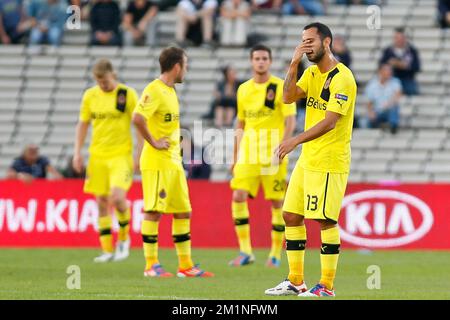 20120920 – BORDEAUX, FRANKREICH: Victor Vazquez Solsona des Vereins reagiert auf der ersten Etappe des ersten Spiels der Europa League zwischen dem belgischen Fußballteam Club Brügge und dem französischen Team FC Girondins de Bordeaux, Donnerstag, den 20. September 2012 in Bordeaux, Frankreich. BELGA FOTO BRUNO FAHY Stockfoto