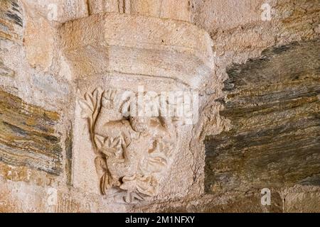 Romanische Kapellen im mittelalterlichen Kapitelhaus des Klosters der Heiligen Maria von Carracedo, Spanien Stockfoto