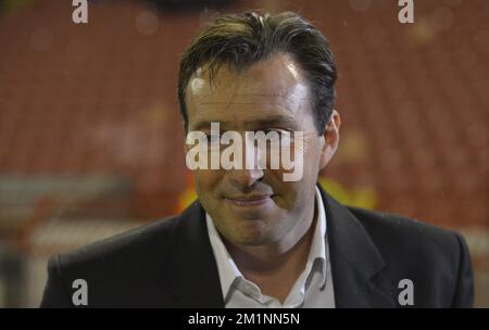 20121012 – BELGRAD, SERBIEN: Belgischer Cheftrainer Marc Wilmots, Foto während des Qualifikationsspiels zwischen Serbien und den belgischen Red Devils, Freitag, den 12. Oktober 2012 in Belgrad, Republik Serbien. Dies ist das dritte von zehn Qualifikationsspielen für die Fußball-Weltmeisterschaft 2014. BELGA FOTO DIRK WAEM Stockfoto