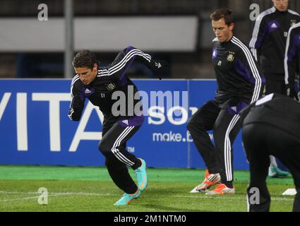 20121023 Uhr – ST. PETERSBURG, RUSSLAND: Oleksandr Iakovenko von Anderlecht, abgebildet während des Trainings der belgischen Fußballmannschaft RSC Anderlecht in St. Petersburg, Russland, Dienstag, den 23. Oktober 2012. Am Mittwoch spielt Anderlecht in Gruppe C des UEFA Champions League-Turniers den FC Zenit Saint Petersburg des russischen Teams. BELGA PHOTO VIRGINIE LEFOUR Stockfoto