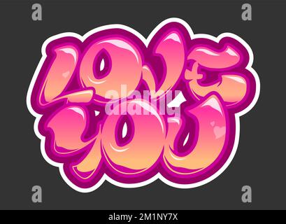 Ich liebe dich Graffiti-Schriftzug-Aufkleber. Vektordesign-Element der Valentinskarte. Stock Vektor