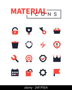 Online-Markierungen und -Symbole – Symbolsatz im flachen Design Stock Vektor