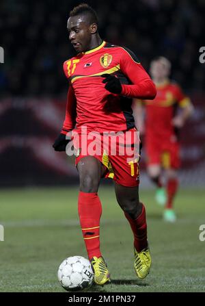 20130325 – HEVERLEE, BELGIEN: Paul-Jose Mpoku aus Belgien, abgebildet während des Euro-Qualifikationsspiels U-21 zwischen Belgien und Zypern, Montag, den 25. März 2013, in Heverlee. BELGA PHOTO VIRGINIE LEFOUR Stockfoto