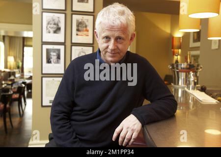 Der britische Drehbuchautor Richard Curtis wurde während der Präsentation des Films "Mary & Martha", Regie Phillip Noyce, gedreht von Richard Curtis anlässlich des Weltmalariatages, Dienstag, den 09. April 2013, in Brüssel, gezeigt. Stockfoto