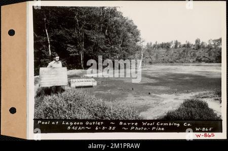 Barre Wool Combining Co., Pool at Lagoon Outlet, Barre, Massachusetts, 9:45 UHR, 3. Juni, 1935, Wasserwerke, Immobilien, Flüsse, Wassereinzugsgebiete, hygienische Bedingungen Stockfoto