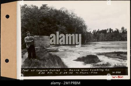 Barre Wool Combining Co., Pool at Lagoon Outlet, Barre, Massachusetts, 2:20 Uhr, Mai 24, 1935, Wasserwerke, Immobilien, Flüsse, Wassereinzugsgebiete, hygienische Bedingungen Stockfoto