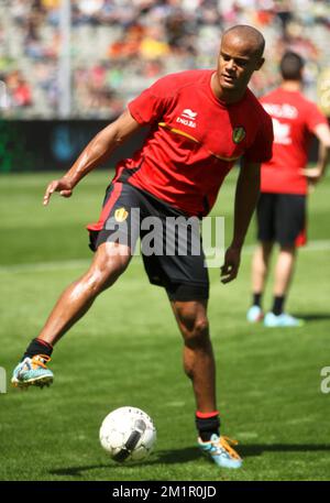 Vincent Kompany aus Belgien wurde am Fantag der Fußballnationalmannschaft Red Devils Belgium am Sonntag, den 02. Juni 2013 im Koning-Boudewijn-Stadion – Stade ROI Baudouin in Brüssel fotografiert. BELGA PHOTO VIRGINIE LEFOUR Stockfoto