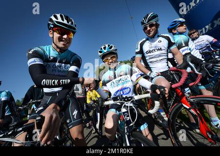 Tschechischer Zdenek Stybar vom Team Omega Pharma - Quick Step, dargestellt am Fantag des belgischen Fahrradteams Omega Pharma-Quick Step, Sonntag, den 02. Juni 2013 in Wachtebeke. BELGA FOTO YORICK JANSENS Stockfoto