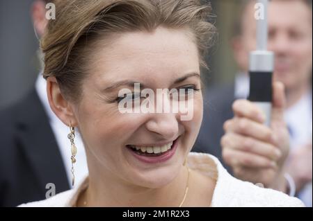 Prinzessin Stephanie von Luxemburg bei einem Besuch des luxemburgischen Königspaares in Esch-sur-Alzette am Samstag, den 22. Juni 2013 anlässlich des Luxemburger Nationalfeiertages am 23. Juni. Stockfoto