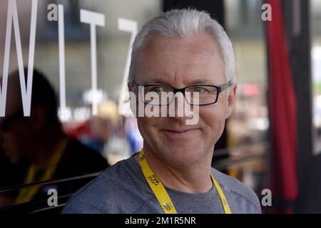 Pressesprecher von BMC Georges Luchinger bildete vor der siebten Etappe des Radrennen Tour de France 100., 205km von Montpellier nach Albi, Frankreich, am Freitag, den 05. Juli 2013. Stockfoto