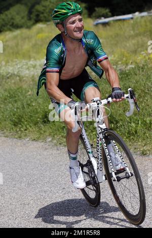 Französischer Thomas Voeckler von Team Europcar, dargestellt in der achten Etappe des Radrennens Tour de France 100., 194km von Castres bis AX 3 Domaines, Frankreich, am Samstag, den 06. Juli 2013. Stockfoto