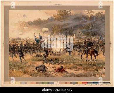 Schlacht von Antietam, 1877, Soldaten, Pferde, Antietam, Schlacht von, Md., 1862. Louis Prang & Company Kollektion Stockfoto