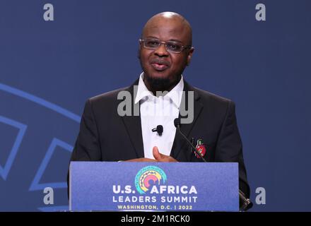 Washington, Usa. 13.. Dezember 2022. Die nigerianische Ministerin für Kommunikation und digitale Wirtschaft Isa Ali Ibrahim spricht während der USA Africa Space Forum am ersten Tag der USA Afrika Leaders Summit im Walter E. Washington Convention Center in Washington DC am Dienstag, den 13. Dezember 2022. Foto: Jemal Countess/UPI Credit: UPI/Alamy Live News Stockfoto