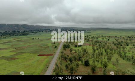 Besuchen Sie Plateau State, Nigeria in Afrika. Heimat des Friedens und Tourismus im Herzen Nigerias gelegen, mit wunderschöner Landschaft und kaltem Wetter. Stockfoto