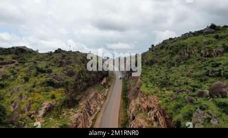 Besuchen Sie Plateau State, Nigeria in Afrika. Heimat des Friedens und Tourismus im Herzen Nigerias gelegen, mit wunderschöner Landschaft und kaltem Wetter. Stockfoto