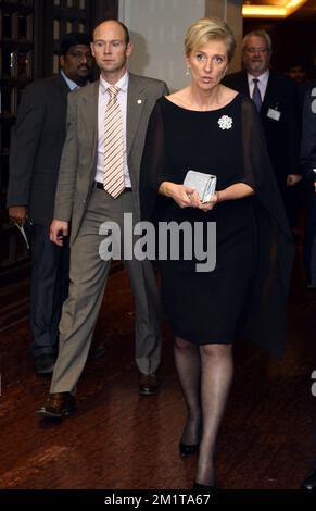 20131128 Uhr – CHENNAI, INDIEN: Prinzessin Astrid von Belgien, auf dem Bild, wie sie am Donnerstag, den 28. November 2013, zum offiziellen belgischen Empfang in Chennai, Indien, eintrifft, am fünften Tag einer Wirtschaftsmission der belgischen Prinzessin Astrid nach Indien. BELGA FOTO ERIC LALMAND Stockfoto