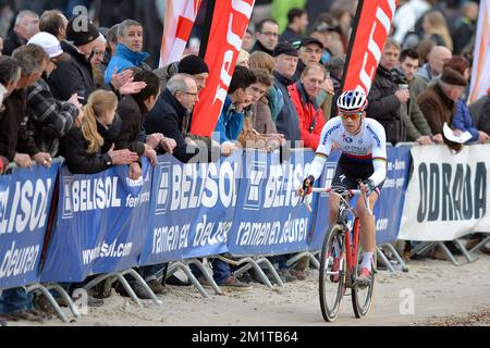 20131130 - MOL, BELGIEN: Tschechischer Zdenek Stybar des Teams Omega Pharma - Quick Step in Action während der 5.. Ausgabe des Boonen & Friends Cyclocross, Samstag, 30. Dezember 2013 in Mol. BELGA FOTO DAVID STOCKMAN Stockfoto