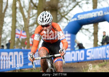 20140201 / HOOGERHEIDE/ Dieses Bild zeigt Marianne Vos bei der Cyclocross-Weltmeisterschaft in Hoogerheide / WK / CX/ Bilder von Kris ClaeyÃ Stockfoto