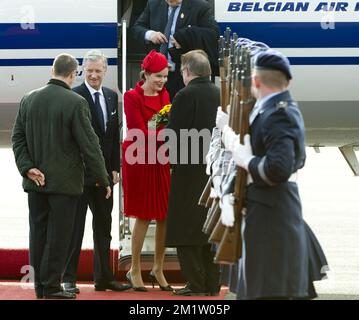 20140217 - BERLIN, DEUTSCHLAND: König Philippe - Filip von Belgien und Königin Mathilde von Belgien, gefilmt während des offiziellen Auslandsbesuchs des neuen belgischen Königs und Königs in Berlin, der Hauptstadt Deutschlands, am Montag, den 17. Februar 2014. BELGA FOTO BENOIT DOPPPAGNE Stockfoto