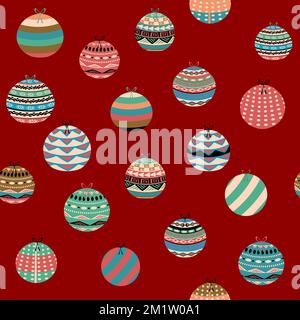 Weihnachtliches Nahtloses Vintage-Muster mit Weihnachtsbällen Stock Vektor