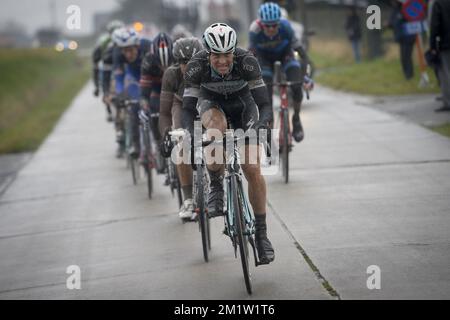 Tschechischer Zdenek Stybar vom Team Omega Pharma - Quick Step, dargestellt in der 69.. Ausgabe des Radrennen Omloop Het Nieuwsblad, Samstag, 01. März 2014, in Gent. Stockfoto