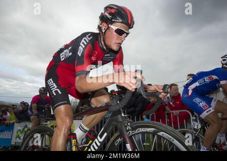 Schweizer Silvan Dillier vom BMC Racing Team in Aktion beim eintägigen Radrennen „Ronde van Vlaanderen - Tour des Flandres - Tour of Flanders“, 259 KM von Brügge nach Oudenaarde, Sonntag, 06. April 2014. Stockfoto