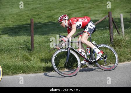 Belgischer Tim Wellens von Lotto - Belisol in Aktion während der 49.. Ausgabe des Radrennen „Amstel Gold Race“ in den Niederlanden, 251,4km von Maastricht nach Valkenburg, Sonntag, den 20. April 2014. Stockfoto