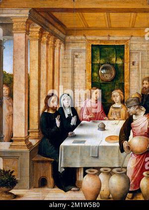 The Marriage Feast at Cana von Juan de Flandes (Johannes von Flandern: ca. 1460-ca. 1519), Öl auf Holz, ca. 1500-04 Stockfoto